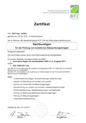 Sachkundiger für die Prüfung von künstlichen Beleuchtungsanlagen